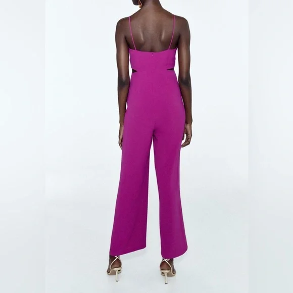 Zara Magenta Wide-Leg Jumpsuit with Cutout - Picture 7 of 8